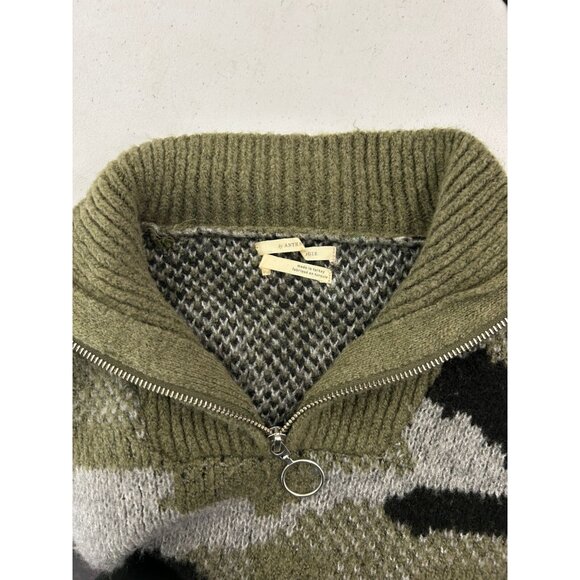 Anthropologie Ferne Quarter-Zip Knit Pullover Sweater Top Camouflage M - Picture 8 of 13